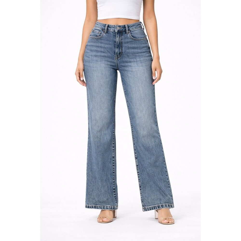 Women's Denim Jeans Reality Star Stretch Straight Wide Leg Jeans Size 15 - Picture 1 of 6